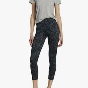 SPANX Look At Me Now Seamless Black Leggings Cheetah Animal Print Size Medium